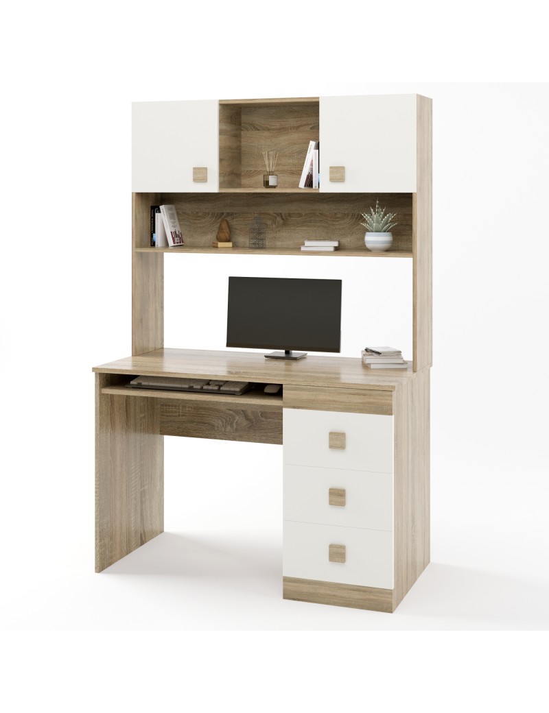 Письмовий стіл з надбудовою Еверест Соната дуб сонома + білий (DTM-2626)