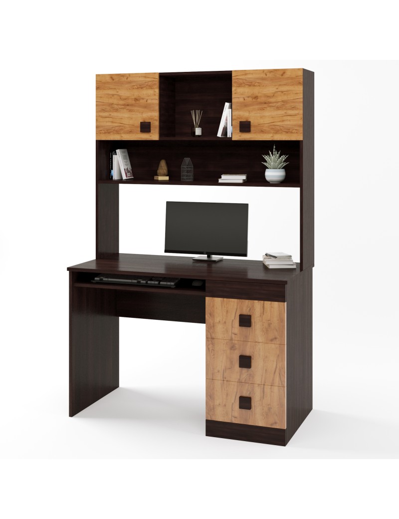 Письмовий стіл з надбудовою Еверест Соната венге темний + дуб крафт золотий (DTM-2627)