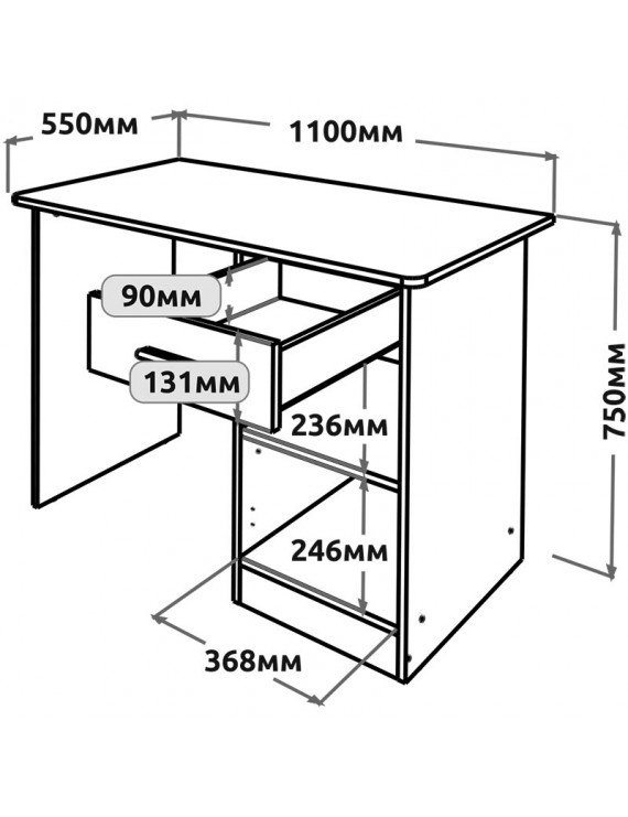 Письмовий стіл Еверест Школяр-3 Дуб сонома/Білий (DTM-073871)