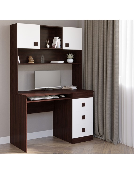 Письмовий стіл з надбудовою Еверест Соната венге темний + білий (DTM-2628)