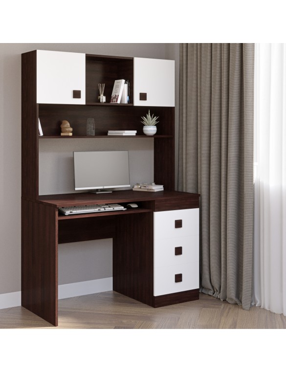 Письмовий стіл з надбудовою Еверест Соната венге темний + білий (DTM-2628)
