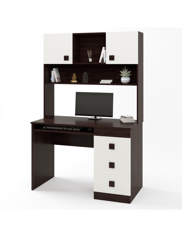 Письмовий стіл з надбудовою Еверест Соната венге темний + білий (DTM-2628)