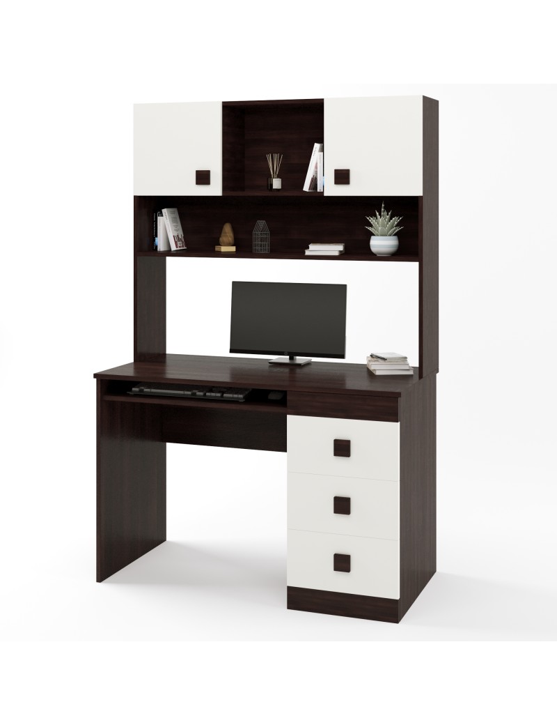 Письмовий стіл з надбудовою Еверест Соната венге темний + білий (DTM-2628)