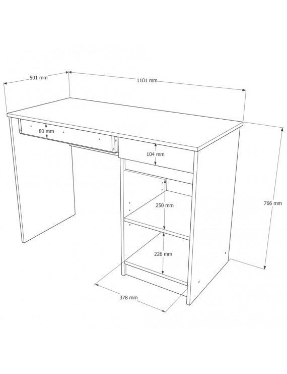 Письмовий стіл із 2 шухлядами та закритою секцією Еверест Сіті-1100 110,1х50,1х76,6 см Дуб сонома/Графіт (DTM-071103)