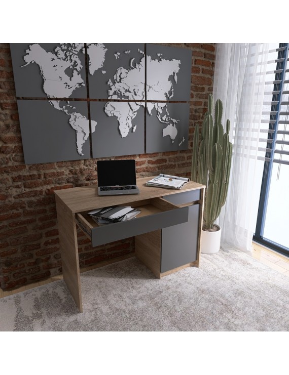Письмовий стіл із 2 шухлядами та закритою секцією Еверест Сіті-1100 110,1х50,1х76,6 см Дуб сонома/Графіт (DTM-071103)