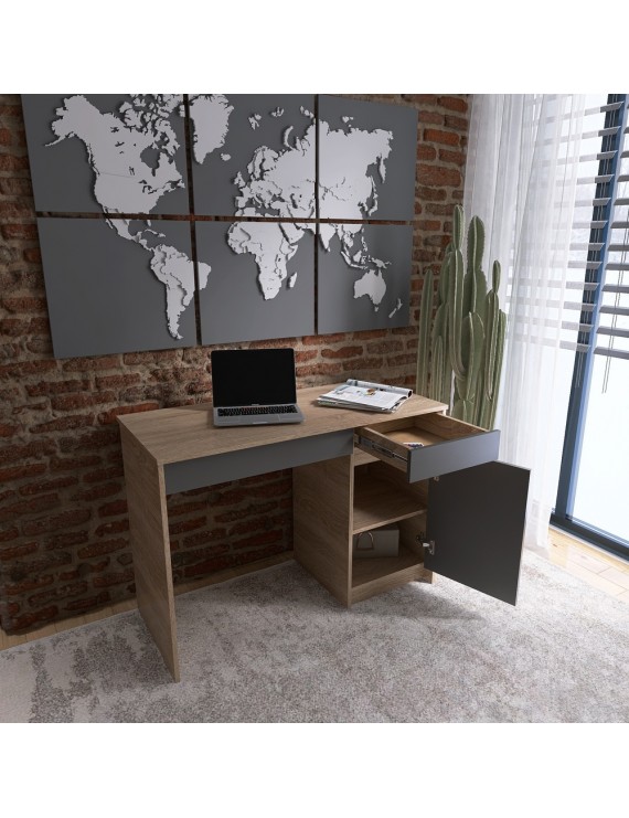 Письмовий стіл із 2 шухлядами та закритою секцією Еверест Сіті-1100 110,1х50,1х76,6 см Дуб сонома/Графіт (DTM-071103)
