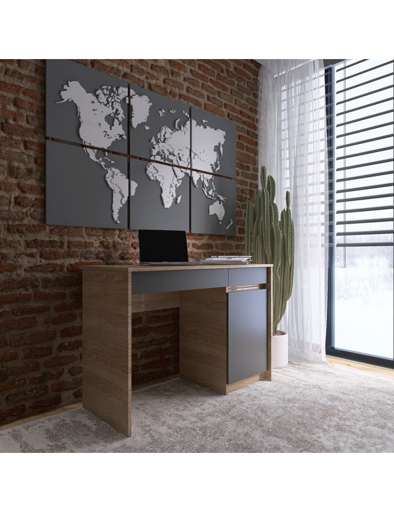 Письмовий стіл із 2 шухлядами та закритою секцією Еверест Сіті-1100 110,1х50,1х76,6 см Дуб сонома/Графіт (DTM-071103)