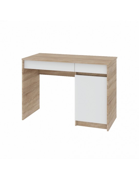 Письмовий стіл із 2 шухлядами та закритою секцією Еверест Сіті-1100 110,1х50,1х76,6 см Дуб сонома/Білий (DTM-071104)