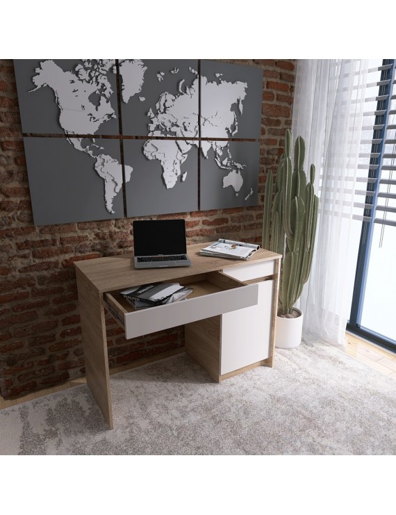 Письмовий стіл із 2 шухлядами та закритою секцією Еверест Сіті-1100 110,1х50,1х76,6 см Дуб сонома/Білий (DTM-071104)