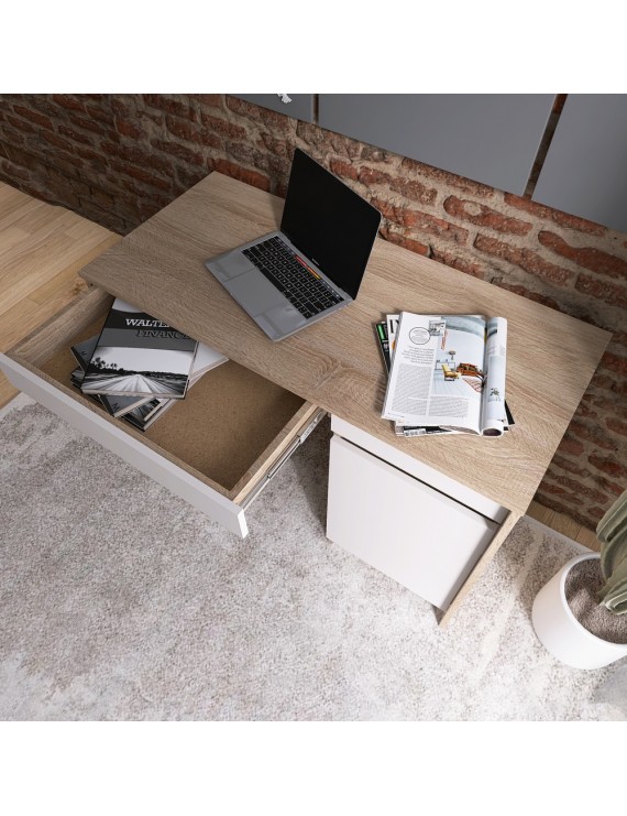 Письмовий стіл із 2 шухлядами та закритою секцією Еверест Сіті-1100 110,1х50,1х76,6 см Дуб сонома/Білий (DTM-071104)