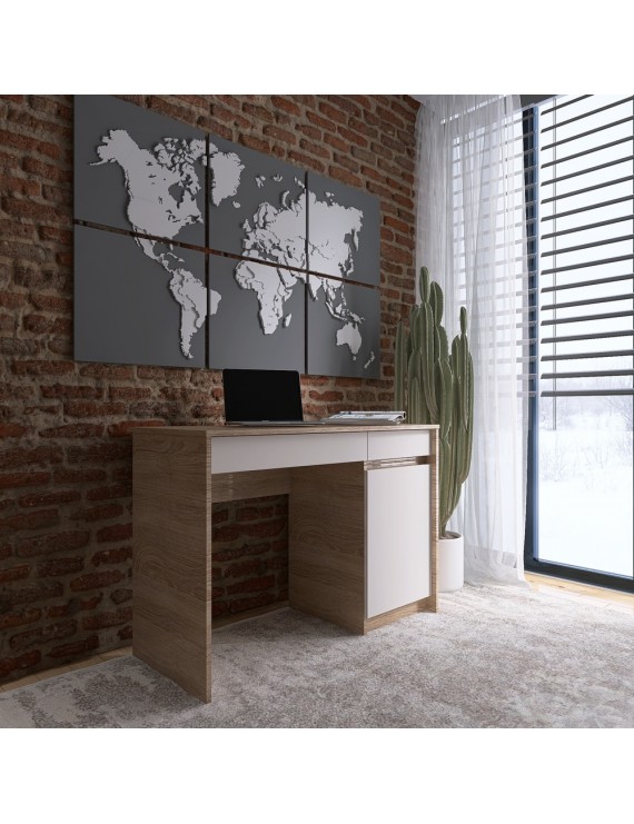 Письмовий стіл із 2 шухлядами та закритою секцією Еверест Сіті-1100 110,1х50,1х76,6 см Дуб сонома/Білий (DTM-071104)