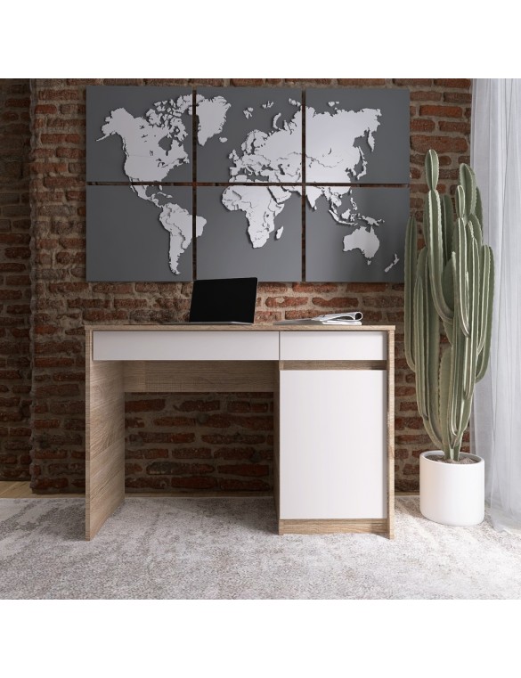 Письмовий стіл із 2 шухлядами та закритою секцією Еверест Сіті-1100 110,1х50,1х76,6 см Дуб сонома/Білий (DTM-071104)