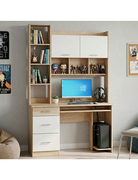 Комп'ютерний стіл з полицями Еверест Школяр-6 Дуб сонома/Білий (DTM-073873)