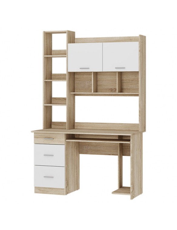 Комп'ютерний стіл з полицями Еверест Школяр-6 Дуб сонома/Білий (DTM-073873)