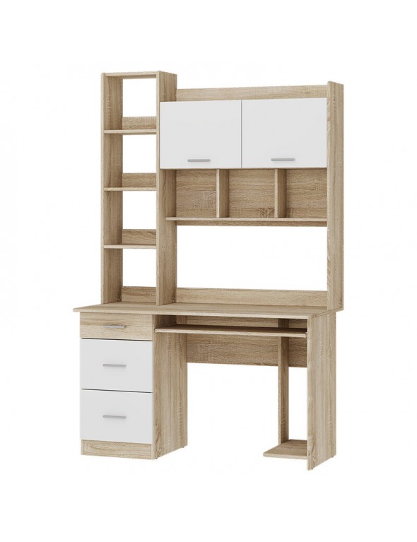 Комп'ютерний стіл з полицями Еверест Школяр-6 Дуб сонома/Білий (DTM-073873)