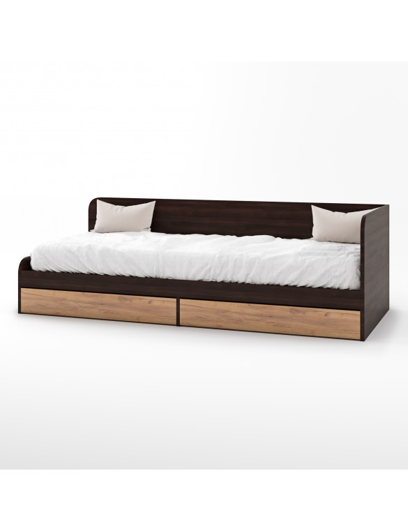 Односпальне ліжко з ящиками Еверест Соната-800 80х190 см венге темний/дуб крафт золотий (DTM-2107)