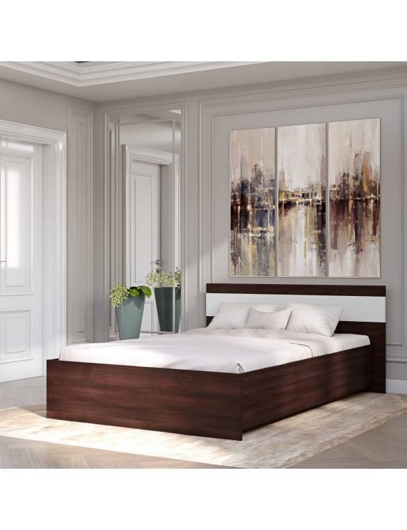 Ліжко двоспальне Еверест Соната-1400 140х200 см венге темний/білий (DTM-2091)