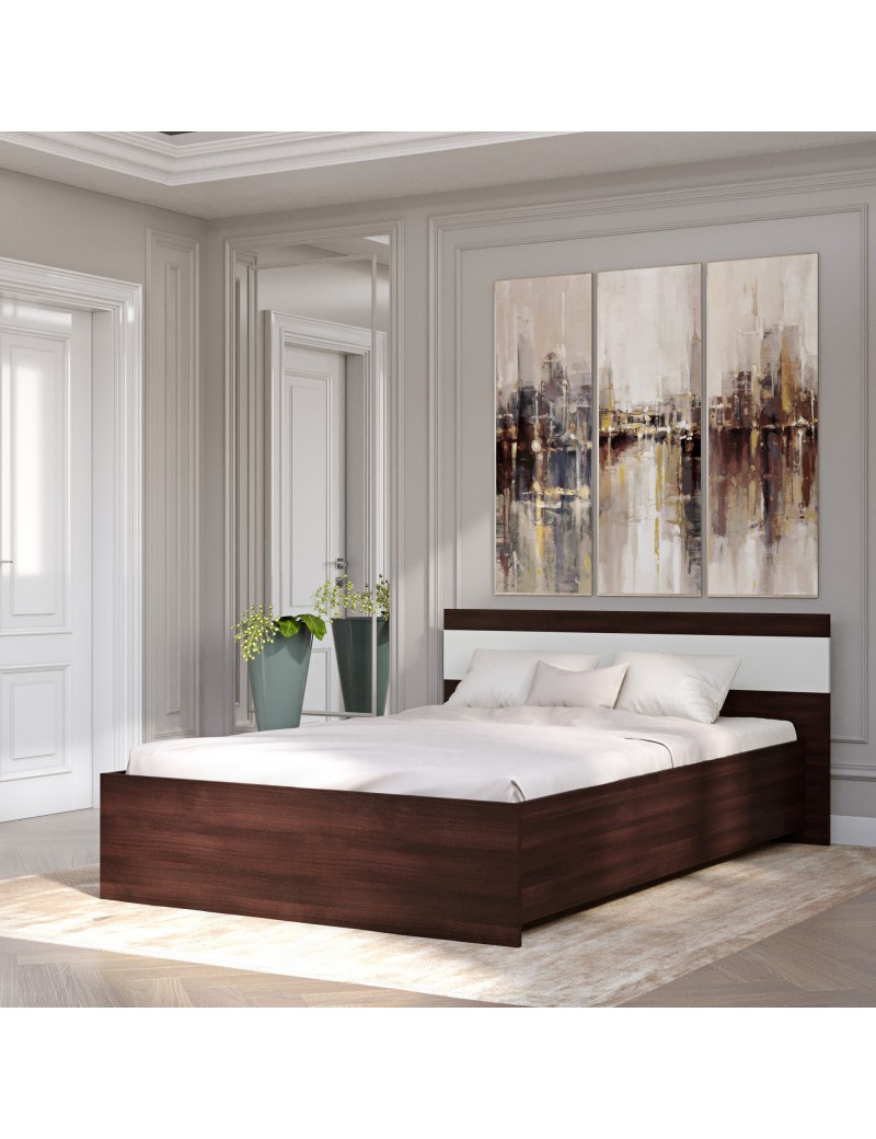 Ліжко двоспальне Еверест Соната-1400 140х200 см венге темний/білий (DTM-2091)