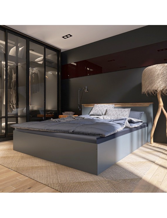 Ліжко двоспальне Еверест Нордік-1600 (підйомний механізм) 160х200 см Графіт + Дуб крафт золотий (DTM-5560)