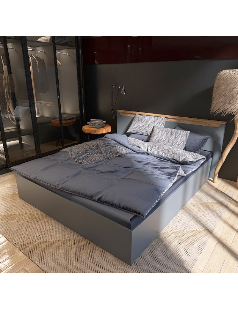 Ліжко двоспальне Еверест Нордік-1600 (підйомний механізм) 160х200 см Графіт + Дуб крафт золотий (DTM-5560)