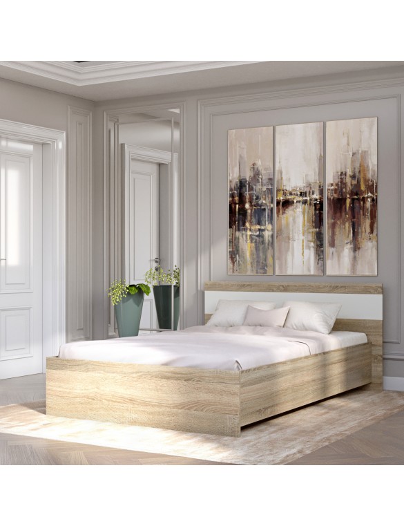 Ліжко двоспальне Еверест Соната-1400 140х200 см дуб сонома/білий (DTM-2092)