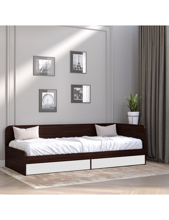 Односпальне ліжко з ящиками Еверест Соната-800 80х190 см венге темний/білий (DTM-2108)