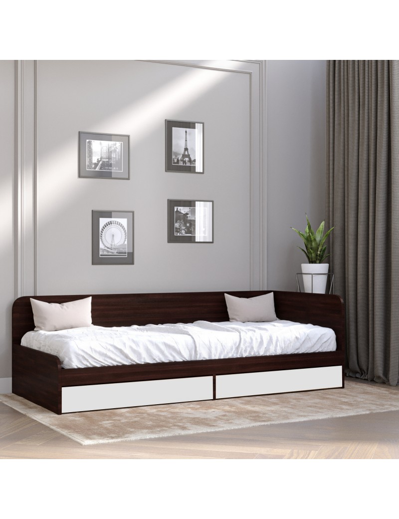 Односпальне ліжко з ящиками Еверест Соната-800 80х190 см венге темний/білий (DTM-2108)