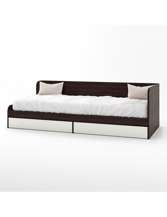 Односпальне ліжко з ящиками Еверест Соната-800 80х190 см венге темний/білий (DTM-2108)