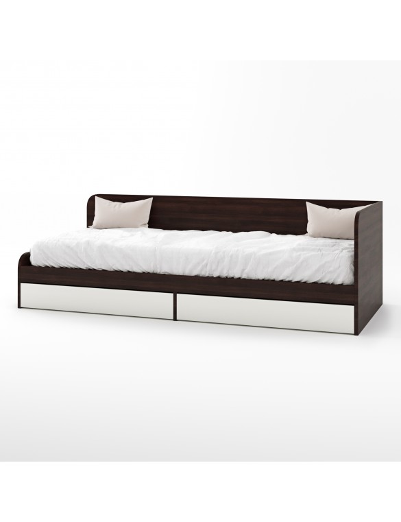 Односпальне ліжко з ящиками Еверест Соната-800 80х190 см венге темний/білий (DTM-2108)