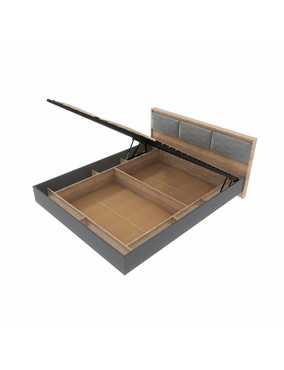 Ліжко двоспальне з підйомним механізмом Еверест Сіті-1600 200,5х168,8х82,6 см Дуб сонома/Графіт (DTM-071086)