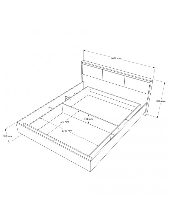 Ліжко двоспальне з підйомним механізмом Еверест Сіті-1600 200,5х168,8х82,6 см Дуб сонома/Графіт (DTM-071086)