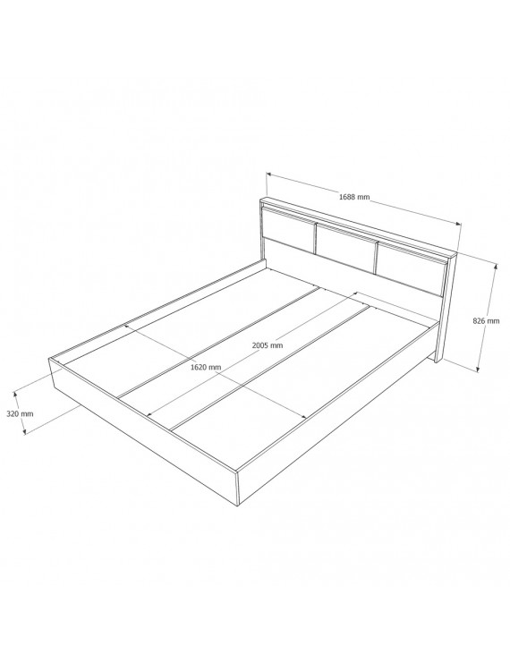 Ліжко двоспальне з підйомним механізмом Еверест Сіті-1600 200,5х168,8х82,6 см Дуб сонома/Графіт (DTM-071086)