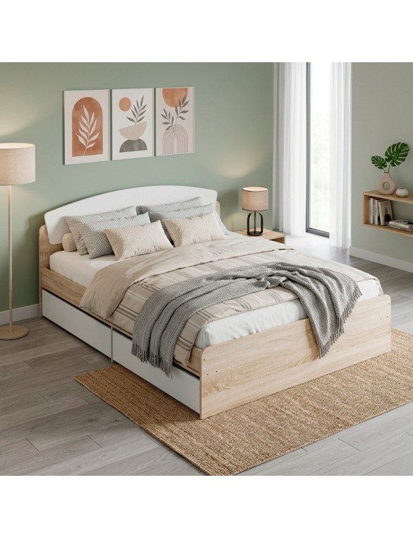 Двоспальне ліжко Еверест Асторія з двома ящиками 160х200 см Дуб сонома/Білий (DTM-073876)