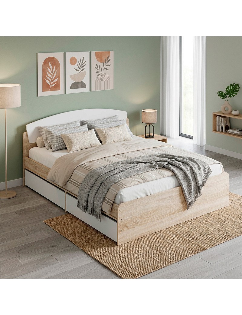 Двоспальне ліжко Еверест Асторія з двома ящиками 160х200 см Дуб сонома/Білий (DTM-073876)