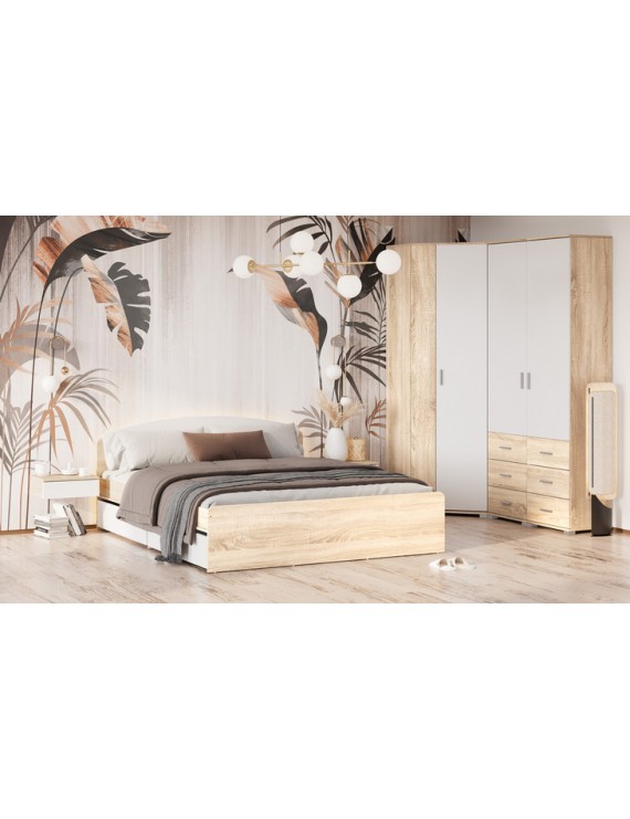 Двоспальне ліжко Еверест Асторія з двома ящиками 160х200 см Дуб сонома/Білий (DTM-073876)