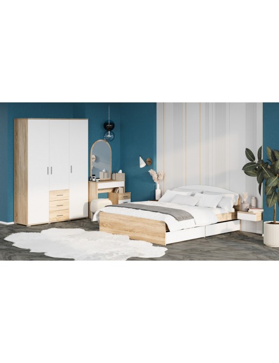 Двоспальне ліжко Еверест Асторія з двома ящиками 160х200 см Дуб сонома/Білий (DTM-073876)