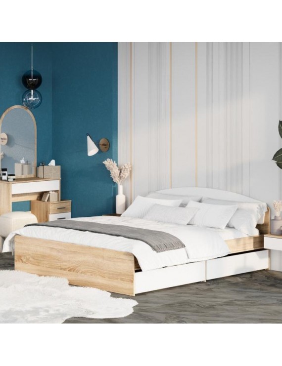 Двоспальне ліжко Еверест Асторія з двома ящиками 160х200 см Дуб сонома/Білий (DTM-073876)