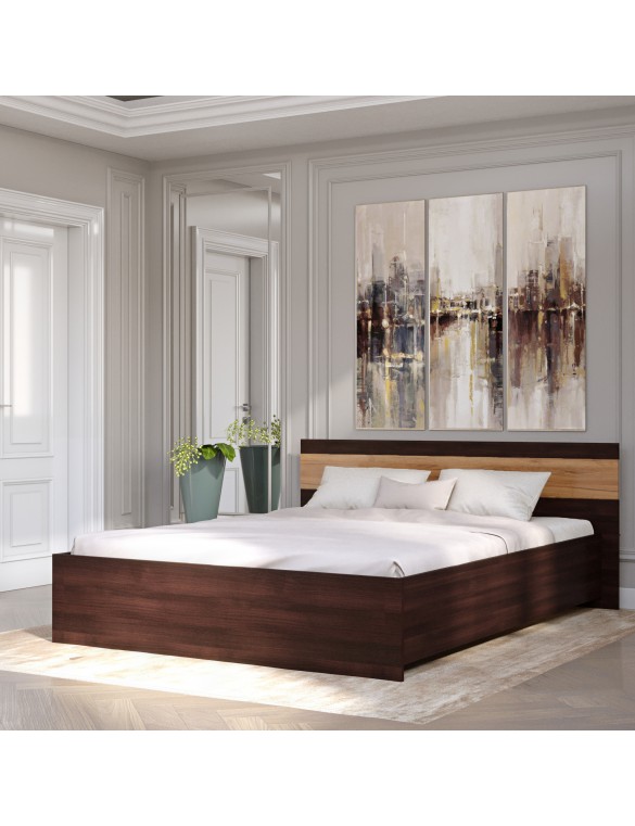 Ліжко двоспальне Еверест Соната-1600 160х200 см венге темний/дуб крафт золотий (DTM-2093)