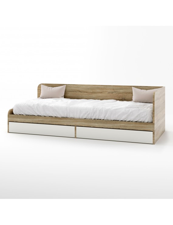 Односпальне ліжко з ящиками Еверест Соната-800 80х190 см дуб сонома/білий (DTM-2109)