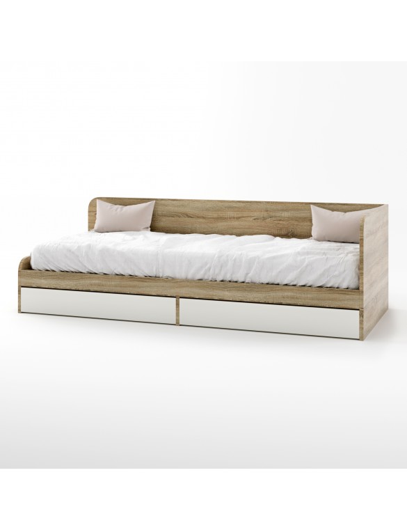 Односпальне ліжко з ящиками Еверест Соната-800 80х190 см дуб сонома/білий (DTM-2109)