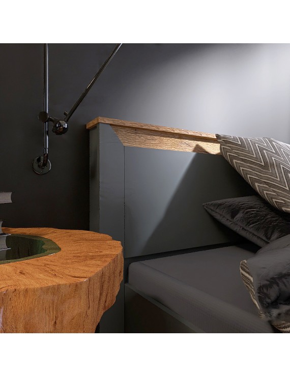 Ліжко двоспальне Еверест Нордік-1400 (щит ДСП під матрац) 140х200 см Графіт + Дуб крафт золотий (DTM-5552)