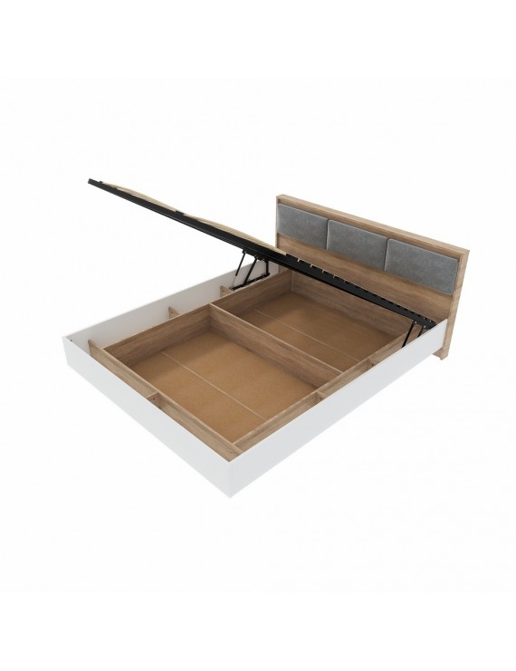 Ліжко двоспальне з підйомним механізмом Еверест Сіті-1600 200,5х168,8х82,6 см Дуб сонома/Білий (DTM-071087)