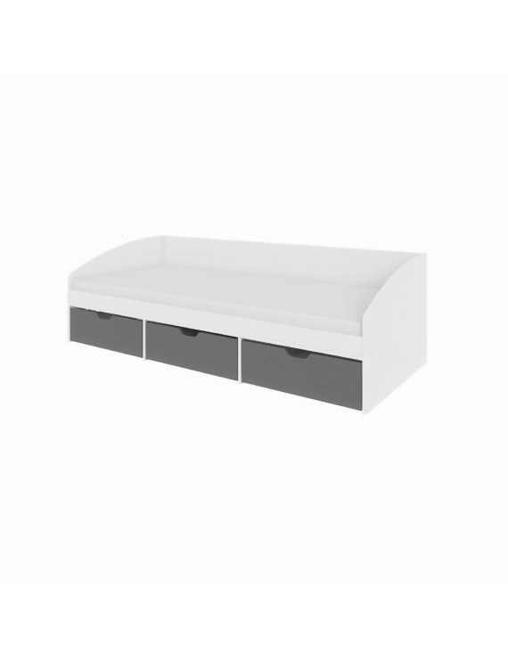 Ліжко односпальне з ящиками Еверест Комфорт 3 193х84х59 см Німфея Альба (білий)/Графіт (DTM-073831)