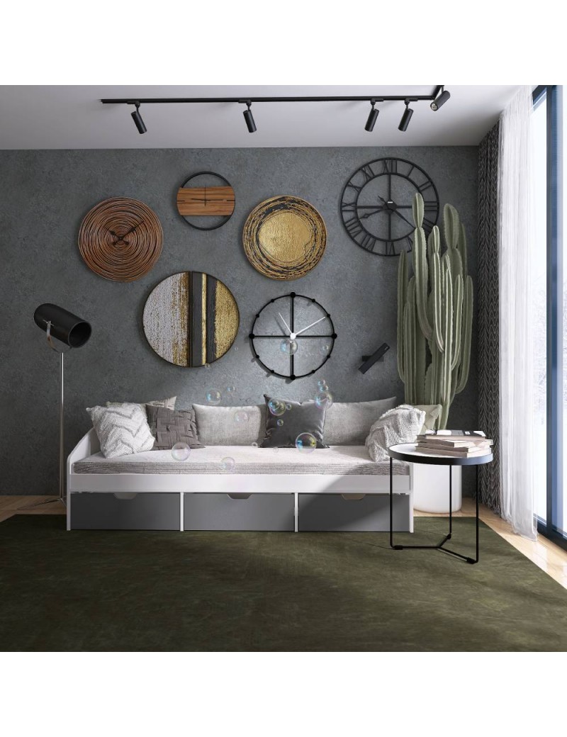 Ліжко односпальне з ящиками Еверест Комфорт 3 193х84х59 см Німфея Альба (білий)/Графіт (DTM-073831)