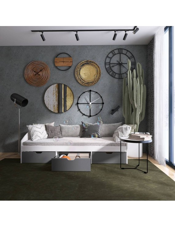 Ліжко односпальне з ящиками Еверест Комфорт 3 193х84х59 см Німфея Альба (білий)/Графіт (DTM-073831)