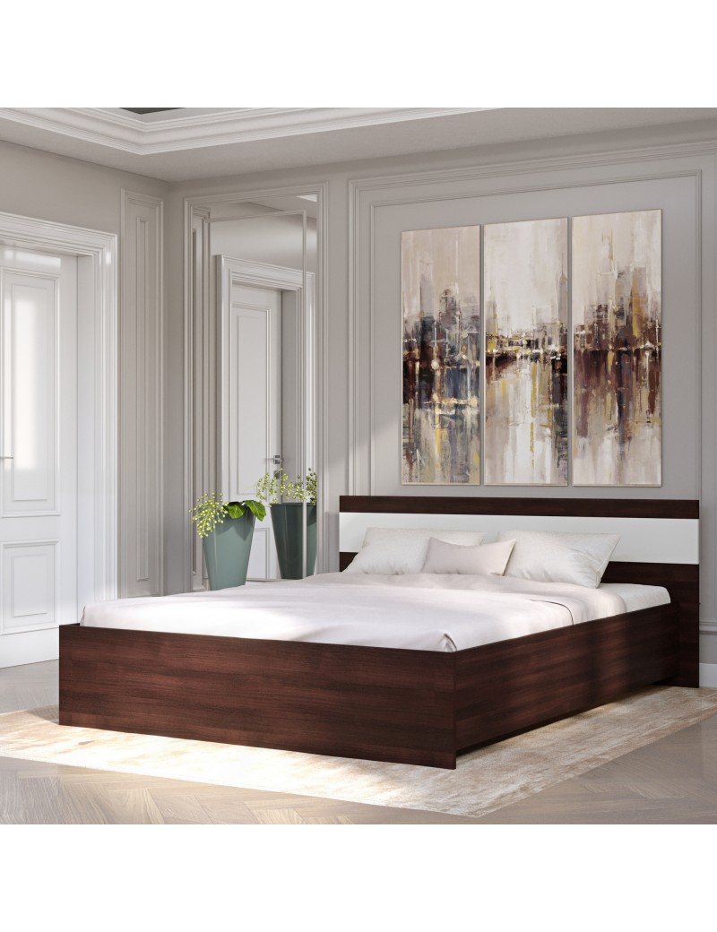 Ліжко двоспальне Еверест Соната-1600 160х200 см венге темний/білий (DTM-2094)