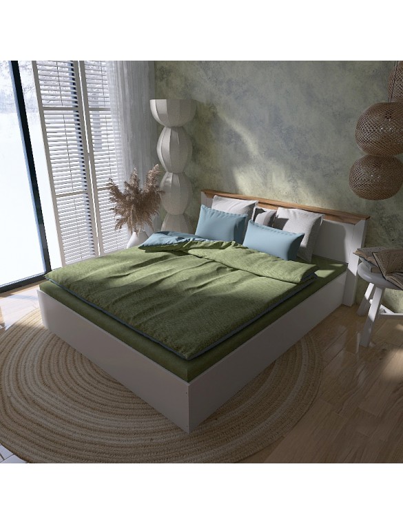 Ліжко двоспальне Еверест Нордік-1400 (підйомний механізм) 140х200 см Білий + Дуб крафт золотий (DTM-5553)