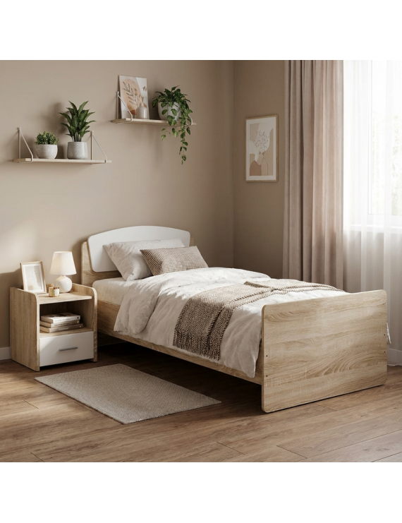 Односпальне ліжко Еверест Асторія-2 80х190 см Дуб сонома/Білий (DTM-073878)
