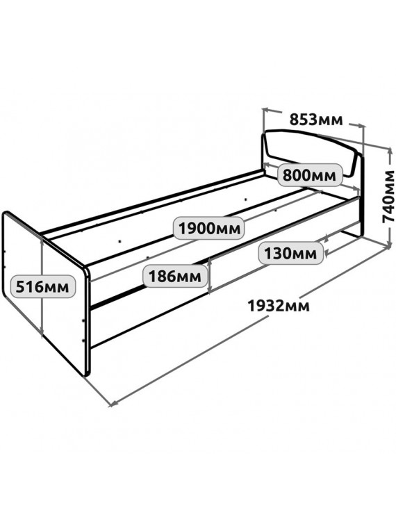 Односпальне ліжко Еверест Асторія-2 80х190 см Дуб сонома/Білий (DTM-073878)