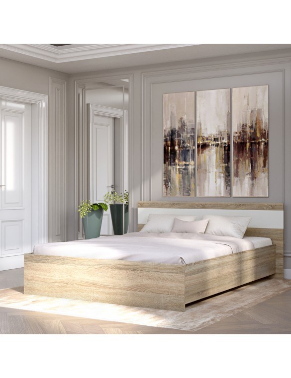 Ліжко двоспальне Еверест Соната-1600 160х200 см дуб сонома/білий (DTM-2095)